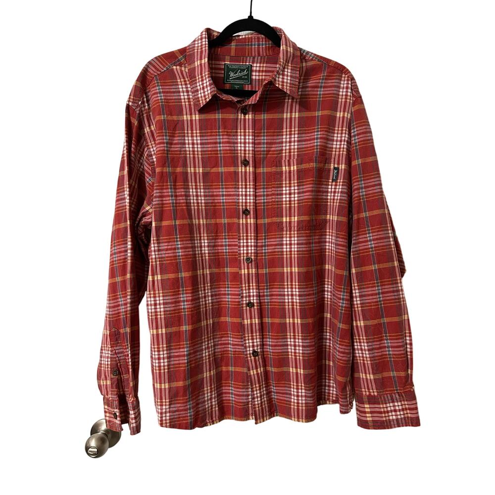 Woolrich Men’s red multicolored Long Sleeve Button down, size XL